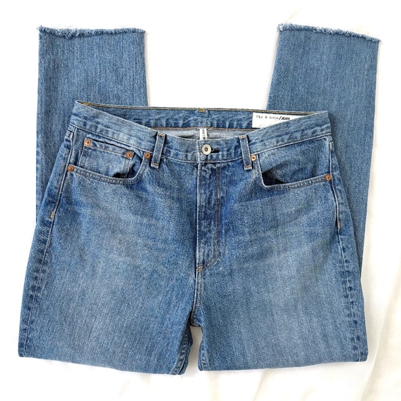 Rag & Bone High Rise Ankle Skinny Jeans Rigid 100% Cotton Medium Wash Raw Hem 30 - Picture 1 of 6